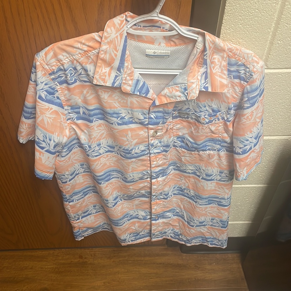 Columbia Blue and orange fishing shirt